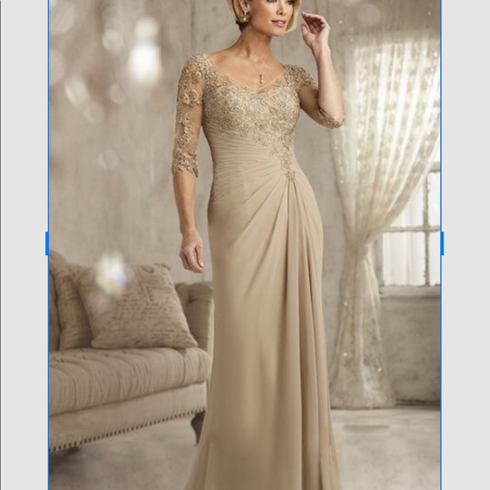 NWOT Champagne Mother of Bride/Groom Dress.